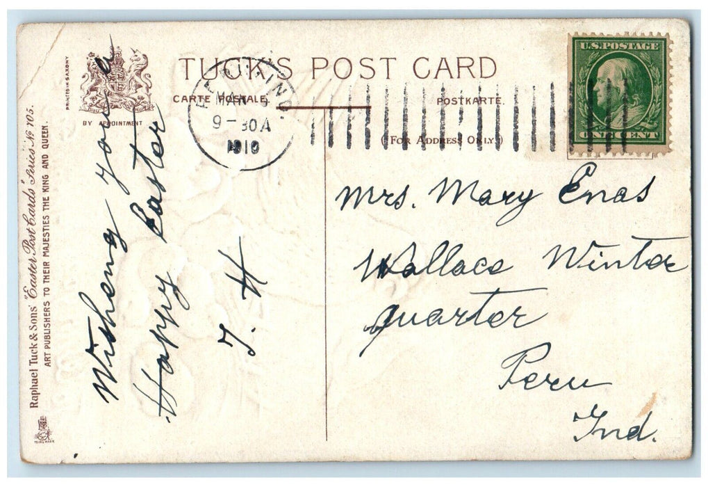 1910 Easter Chicken Hen Chicks House Fence Tuck's Embossed Antique Postcard