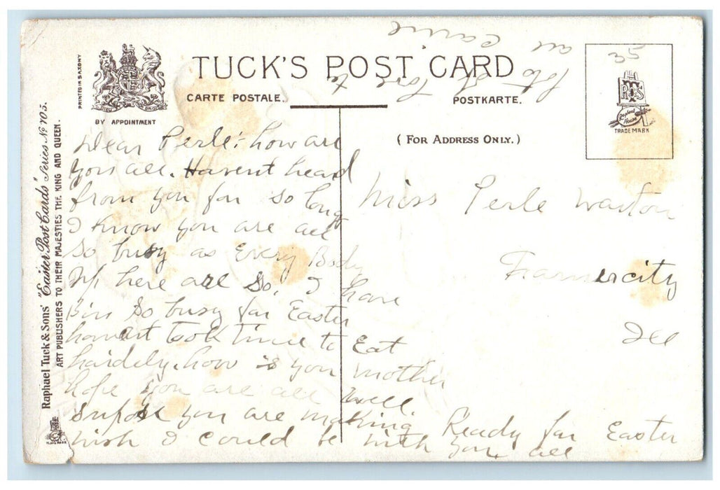 c1910's Easter Chicken Hen Chicks Fence Tuck's Embossed Posted Antique Postcard