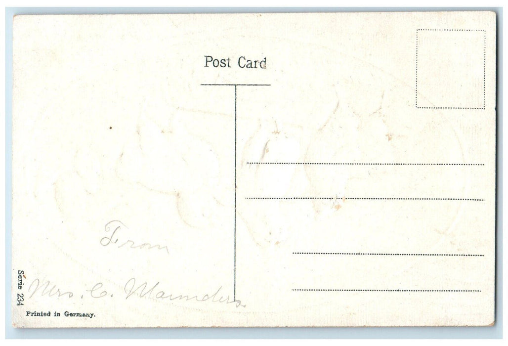 c1910's Easter Joys Chicken Hen Chicks Bug Log Embossed Antique Postcard