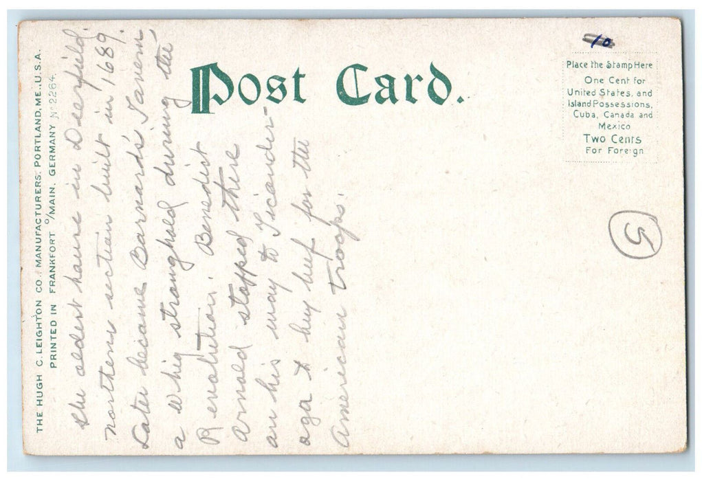 c1905 Fray House Deerfield Massachusetts MA Antique Posted Postcard