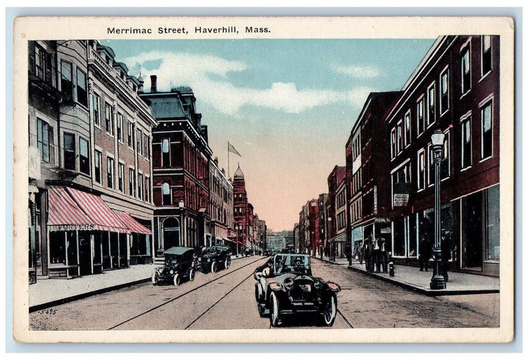 c1940's Business Section Merrimac Street Haverhill Massachusetts MA Postcard