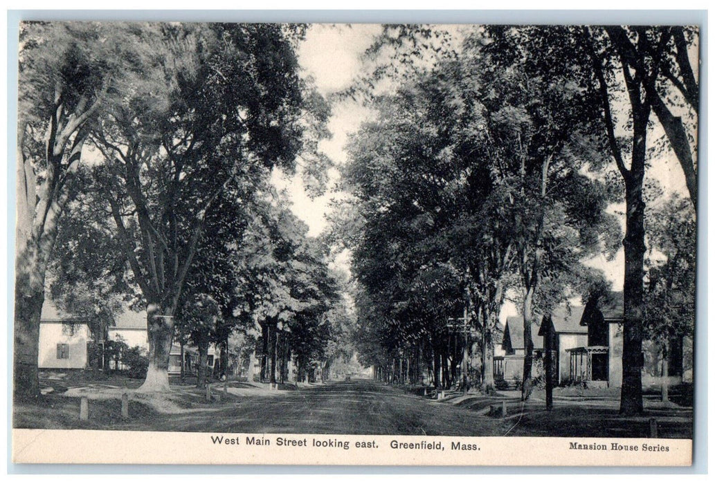 c1950's West Main Street Looking East Greenfield Massachusetts MA Postcard