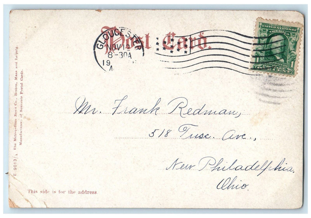 1906 Public Library and High School Gloucester Massachusetts MA Postcard