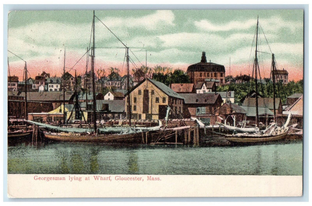 1907 Georgesman Lying at Gloucester Massachusetts MA Inlet NY Antique Postcard