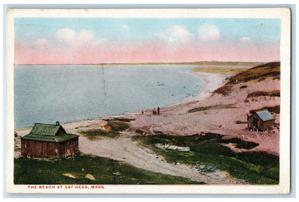 c1920's Log Houses The Beach at Gay Head Massachusetts MA Unposted Postcard