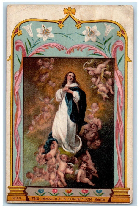 c1910's Easter The Immaculate Conception Murillo Hollu Angels Antique Postcard