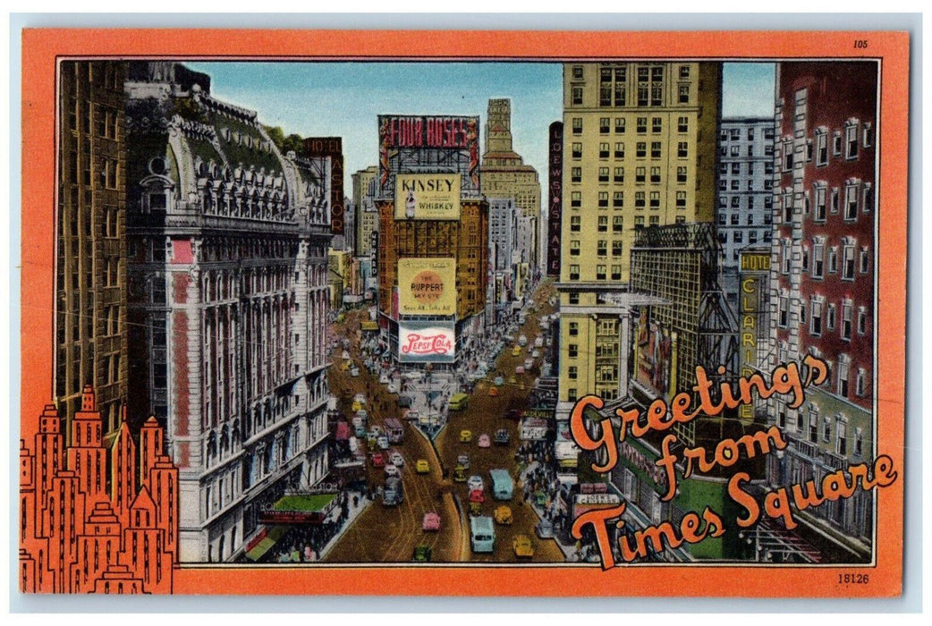 c1950's Pepsi Cola Kinsey Greetings from Times Square New York City NY Postcard