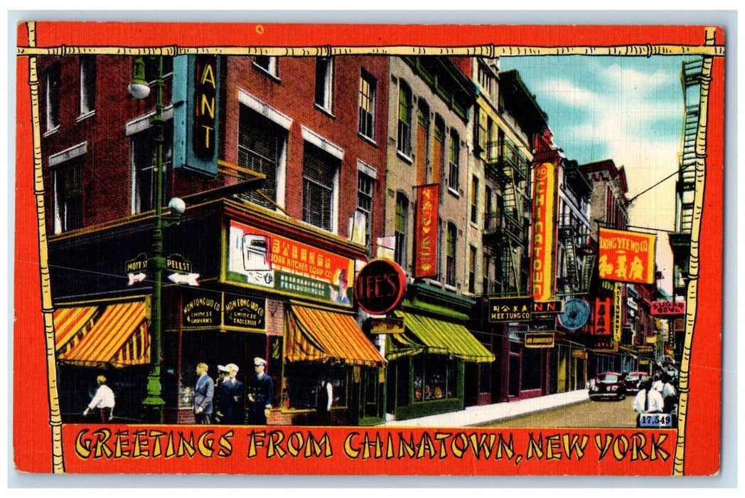 1949 Lee's Mon Fong Wo Co Greetings from Chinatown New York NY Postcard