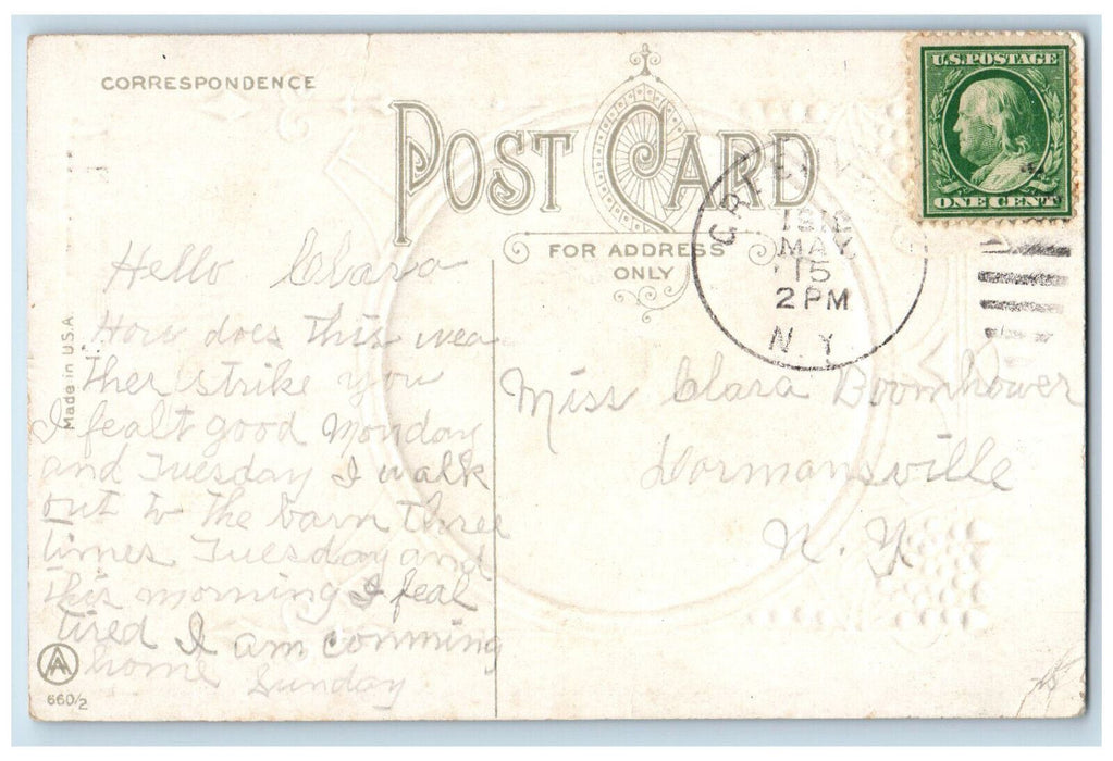 1912 Mill Scene Greetings from Greenville Center New York NY Embossed Postcard