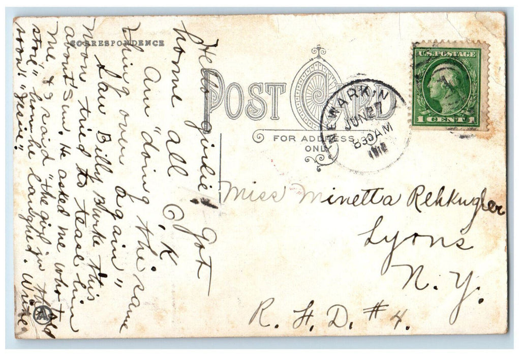 1912 Newark Pennant New York NY Horse Riding Scene Antique Posted Postcard