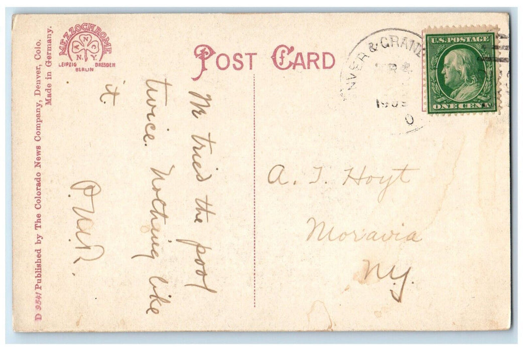 1909 Great Natural Hot Water Pool Glenwood Springs Colorado Midland RY Postcard