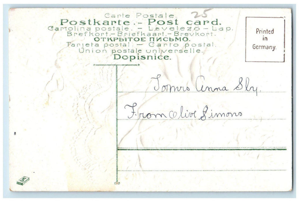 1910 Greetings from Corning New York NY Floral Embossed Unposted Postcard
