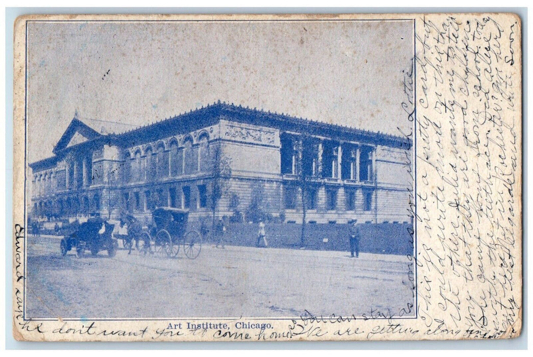 c1910's Art Institute Horse Carriage Chicago Illinois IL, Albany NY Postcard