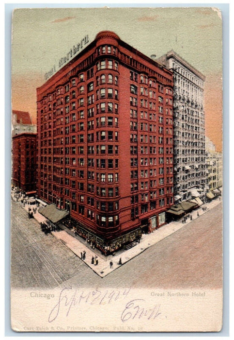 1904 Great Northern Hotel Building Exterior Scene Chicago Illinois IL Postcard