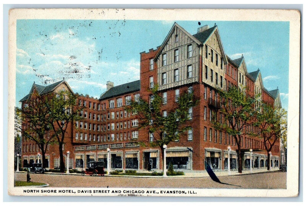 1923 North Shore Hotel Davis Street Chicago Ave Evanston Illinois IL Postcard