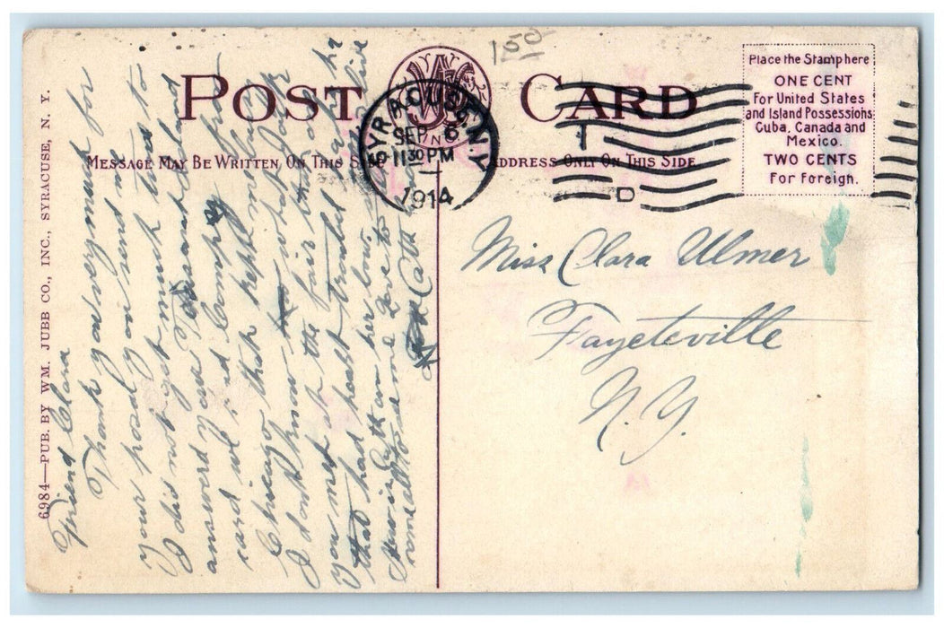 1914 Motorboat Moonlight at Onondaga Lake Syracuse New York NY Postcard