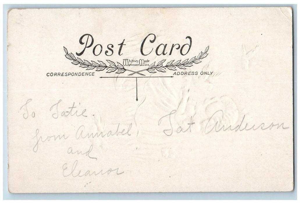 c1910's Easter Cute Little Girl Dove Flowers Embossed Posted Antique Postcard
