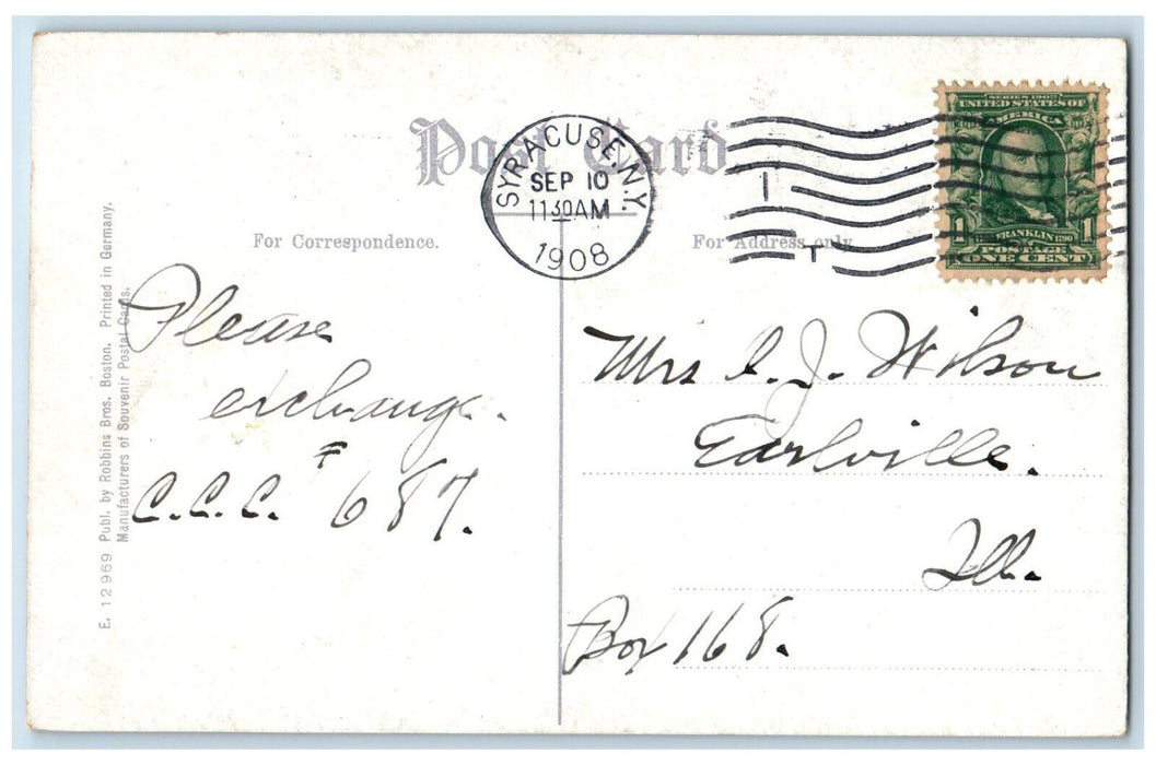 1908 Motorboat Onodago Lake Syracuse New York NY Antique Posted Postcard
