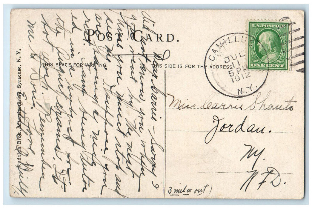 1912 North High School Syracuse New York NY Camillus NY Posted Postcard