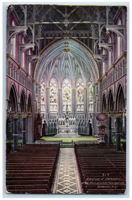 1912 Interior of Cathedral of the Immaculate Conception Syracuse NY Postcard