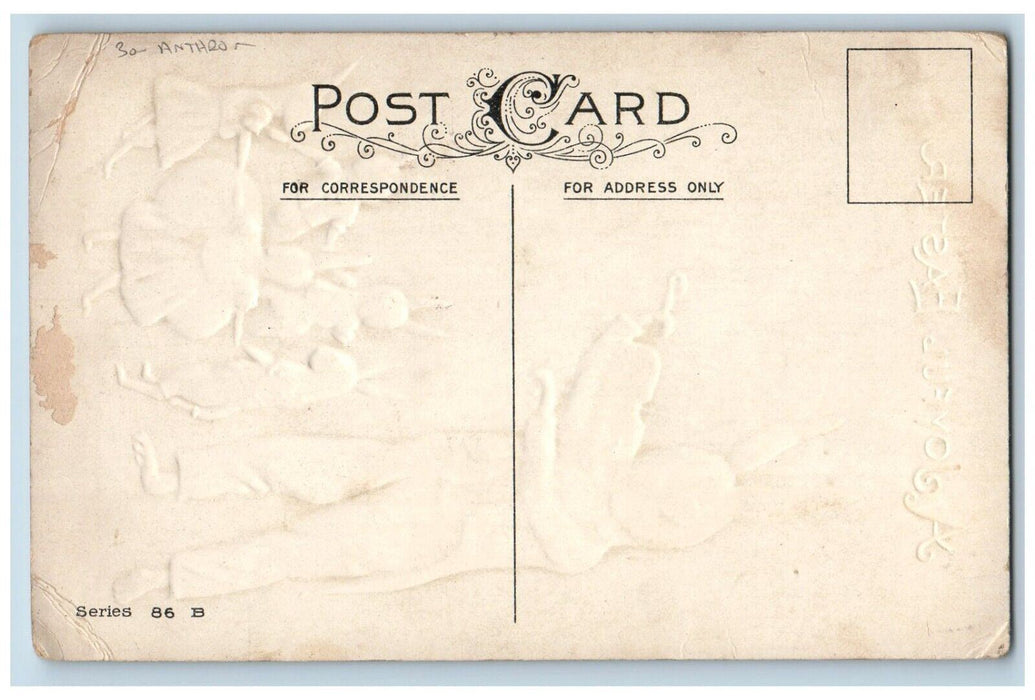 c1910's Easter Anthropomorphic Rabbits Violin Bunnies Playing Eggs Postcard