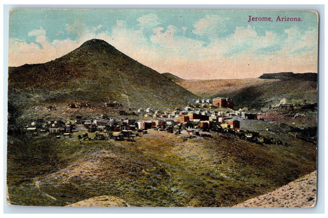 c1910 Aerial View Mountain Town City Jerome Arizona AZ Vintage Antique Postcard