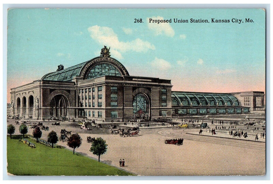 c1910 Proposed Union Station Road Kansas City Missouri Vintage Antique Postcard