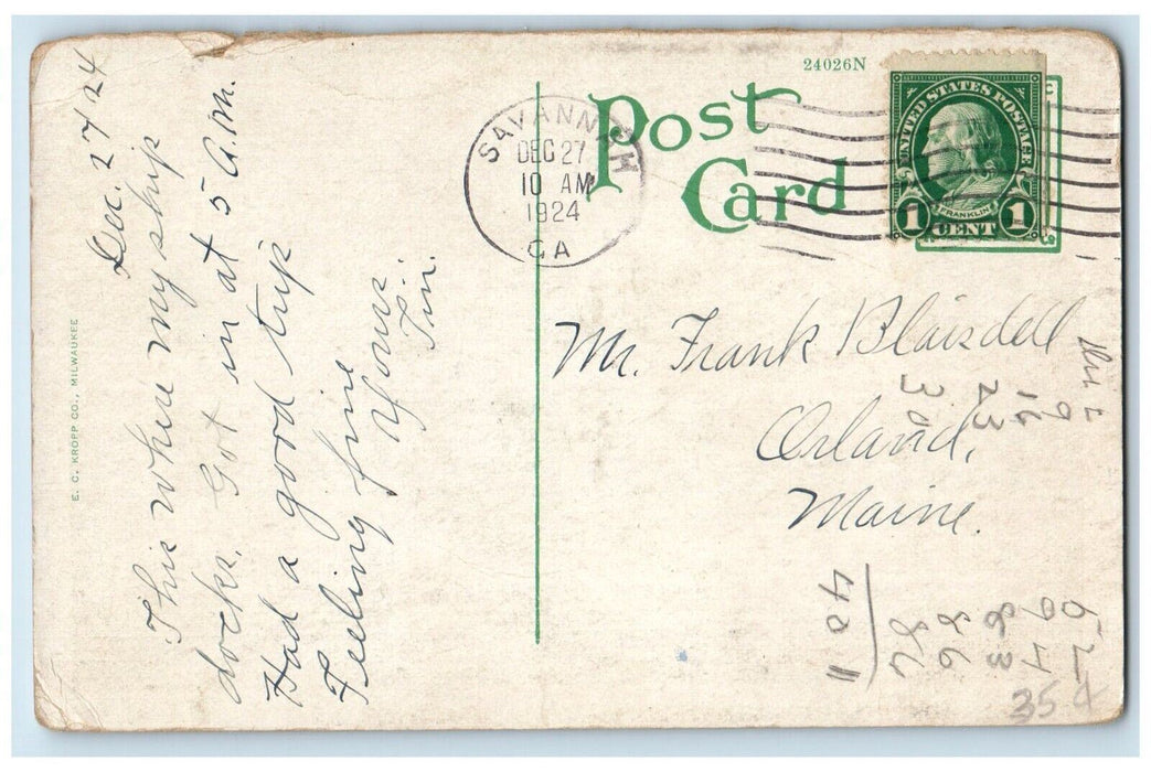 1924 River View Showing Queen Steamship Terminals Savannah Georgia GA Postcard