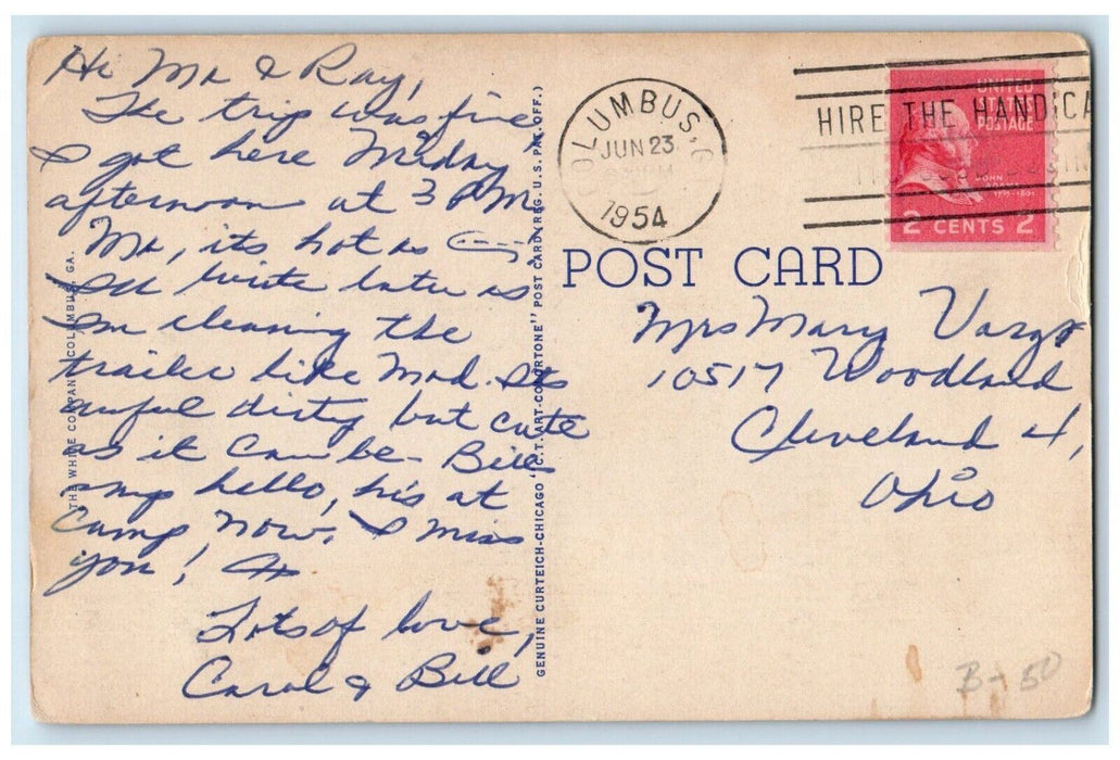 1954 Main Theatre Exterior Scene Fort Benning Columbus Georgia GA Postcard