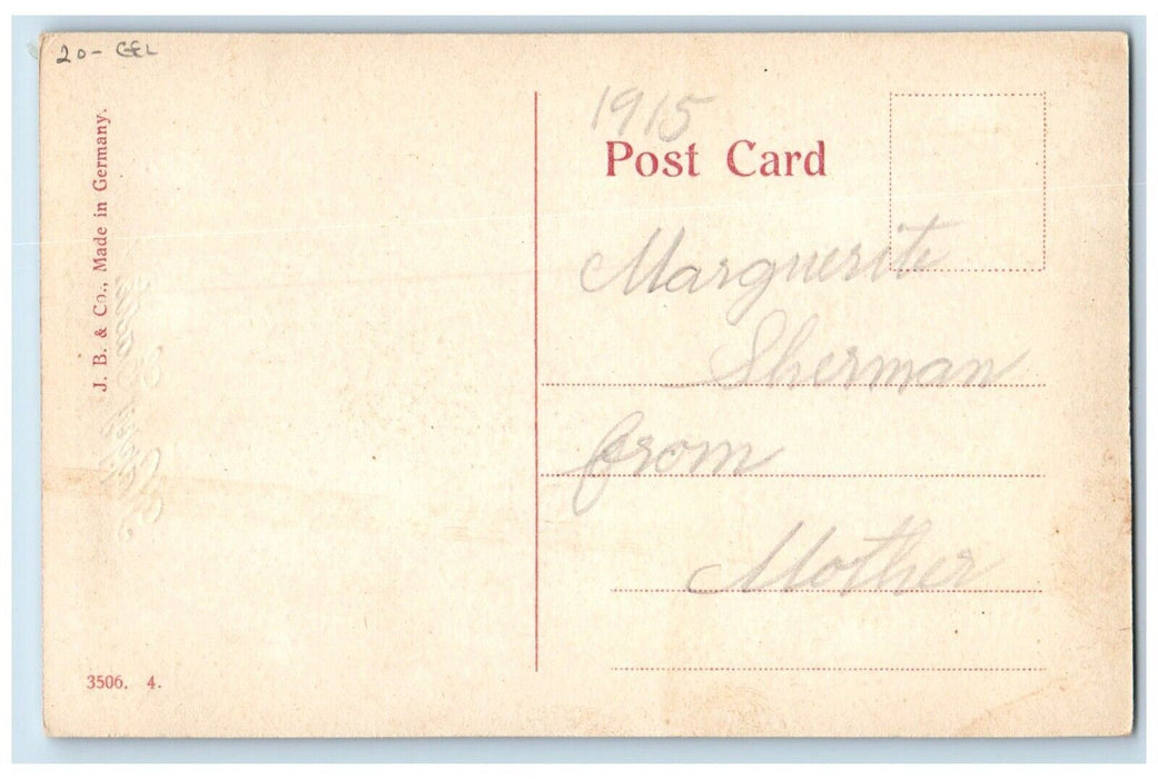 c1910's Happy Easter Children Collecting Eggs Basket Gel Antique Postcard