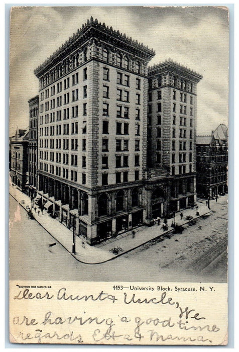 1907 University Block Syracuse New York NY Souvenir Post Card Co. Postcard