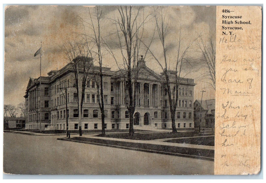 1908 Syracuse High School Syracuse New York NY Posted Antique Postcard