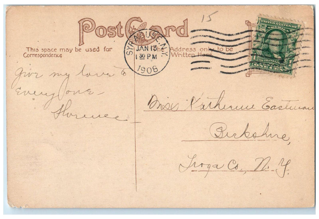 1908 Syracuse High School Syracuse New York NY Posted Antique Postcard