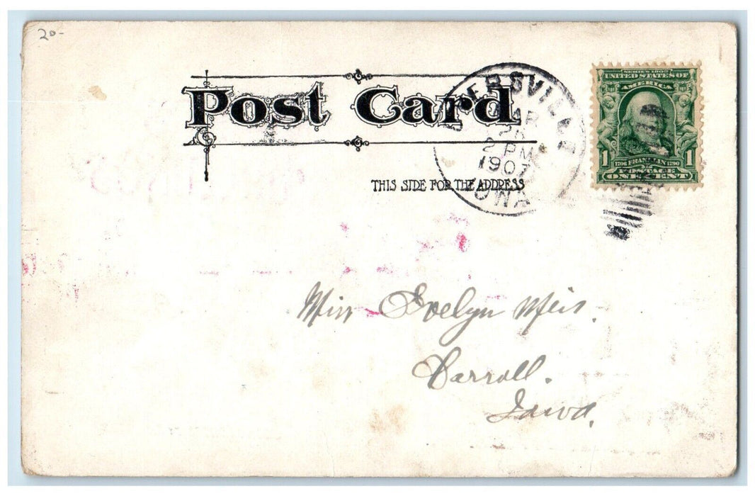 1907 Easter Greetings Girl Egg Holding Hatched Rabbit Chick Antique Postcard