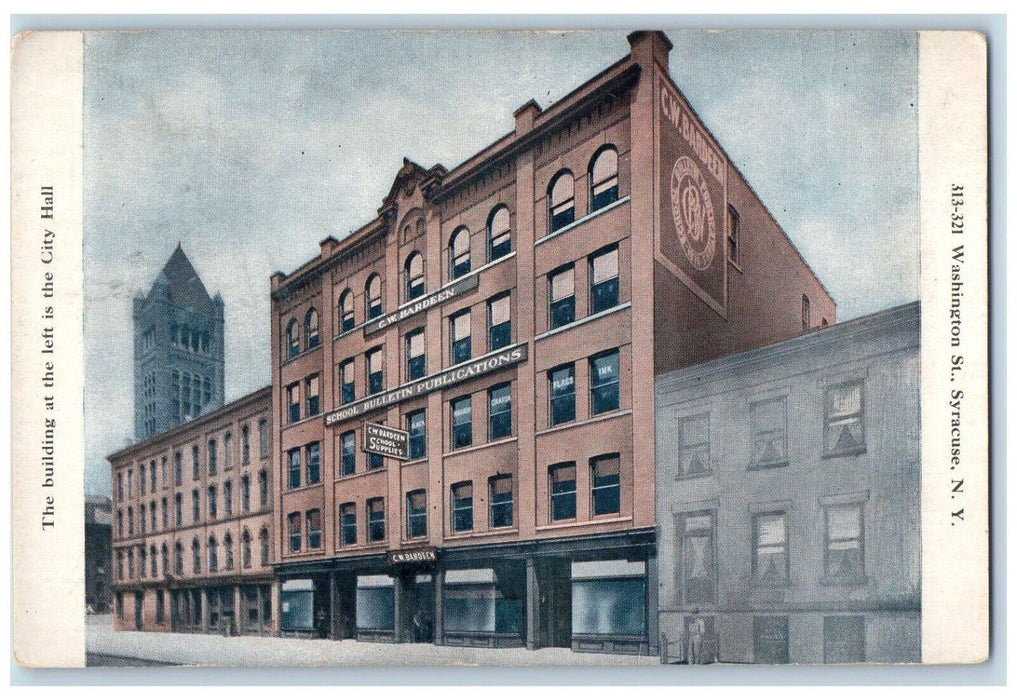 c1910 City Hall School Supplies Washington Street Syracuse NY Postcard