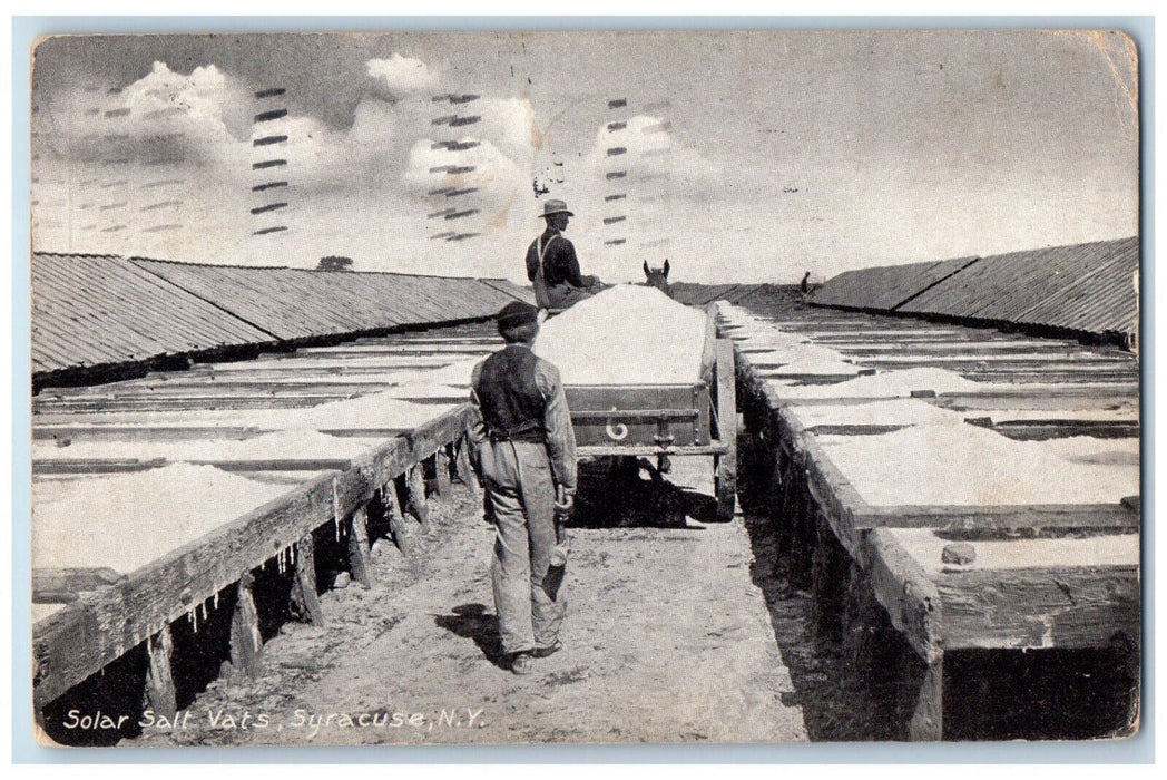 1910 Horse Carrying Solar Salt Vats Syracuse New York NY Antique Posted Postcard