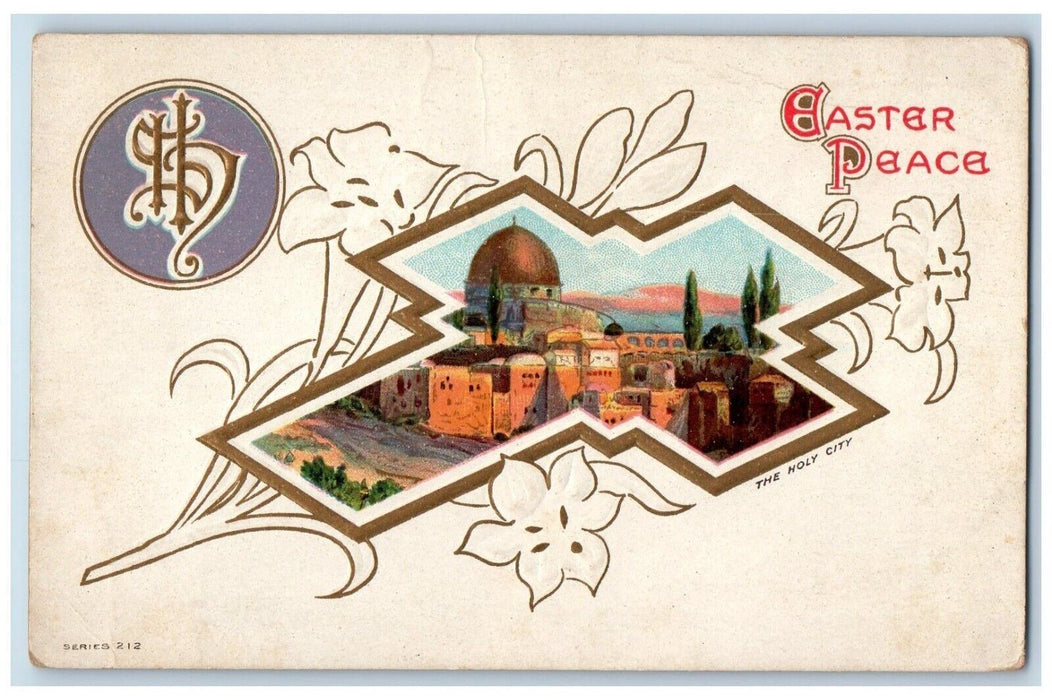1921 Easter Cross The Holy City Jerusalem Corfu New York NY Embossed Postcard