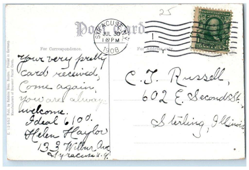 1908 Boats In The Side Bridge Scene on Outlet Syracuse New York NY Postcard