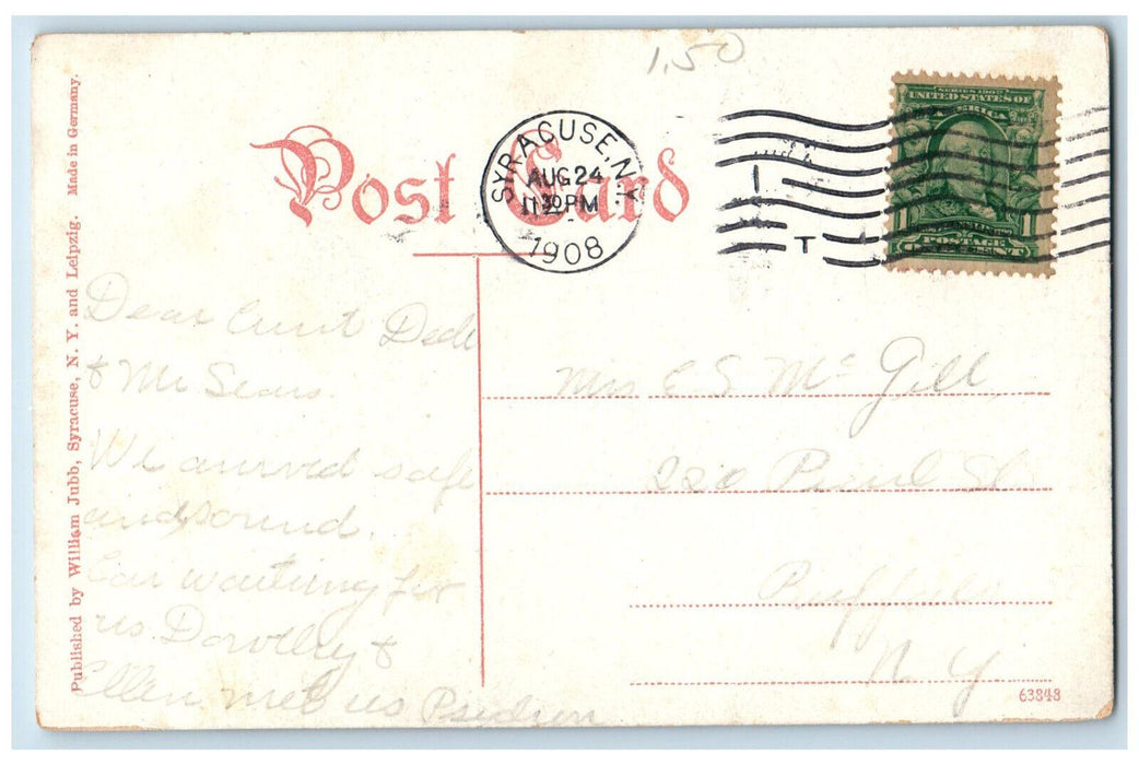 1908 Clinton Square Bridge Boat Syracuse New York NY Antique Posted Postcard