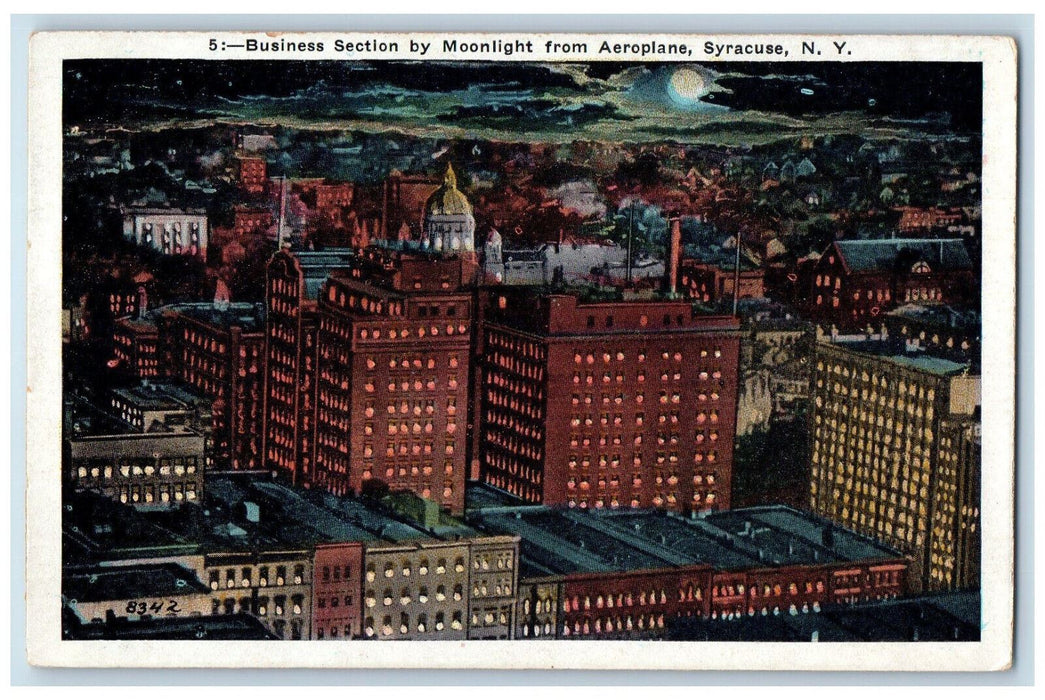 c1920's Business Section By Moonlight Syracuse New York NY Unposted Postcard