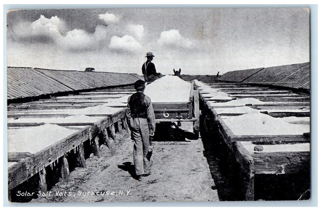 1909 Scene of Solar Salt Vats In Horse Carriage Syracuse NY Postcard