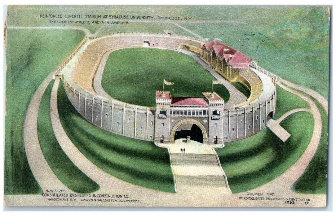 1908 Reinforced Concrete Stadium at Syracuse University Syracuse NY Postcard