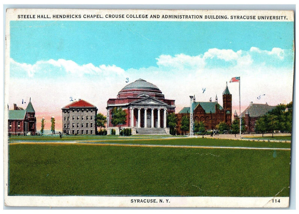 c1920's Steele Hall Hendricks Chapel Syracuse University New York NY Postcard