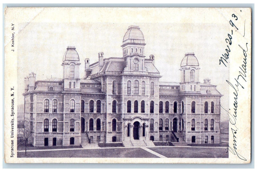 c1905 Entrance to Syracuse University Syracuse New York NY J Koehler Postcard