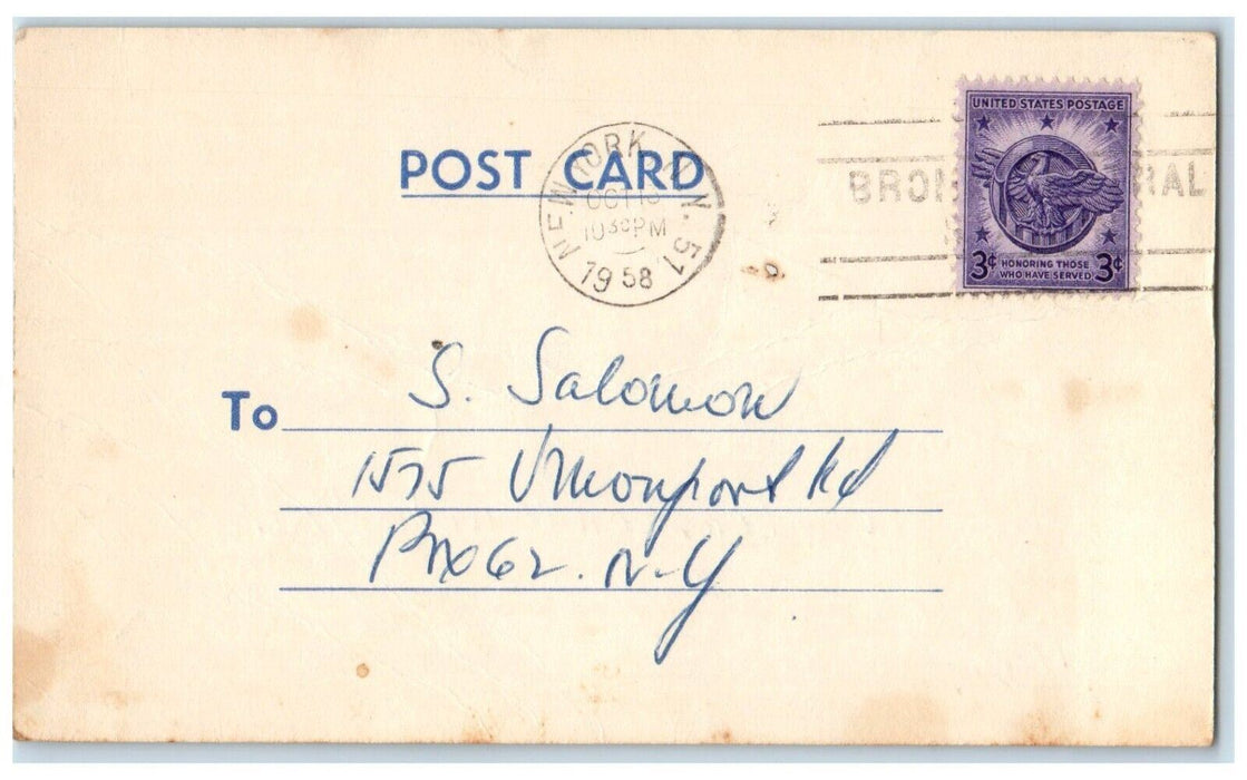 1958 Paul Veres Photo Studio Parkchester New York NY Advertising Postcard
