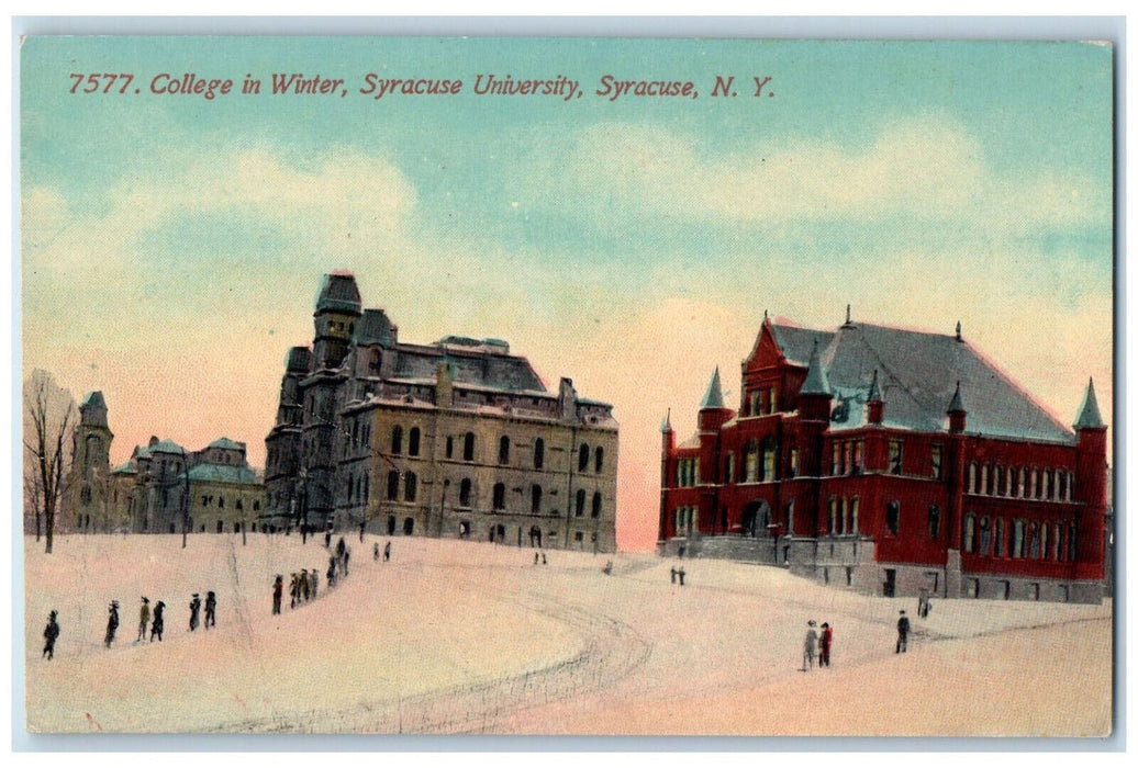 c1910 College Winter Syracuse University New York NY Antique Unposted Postcard