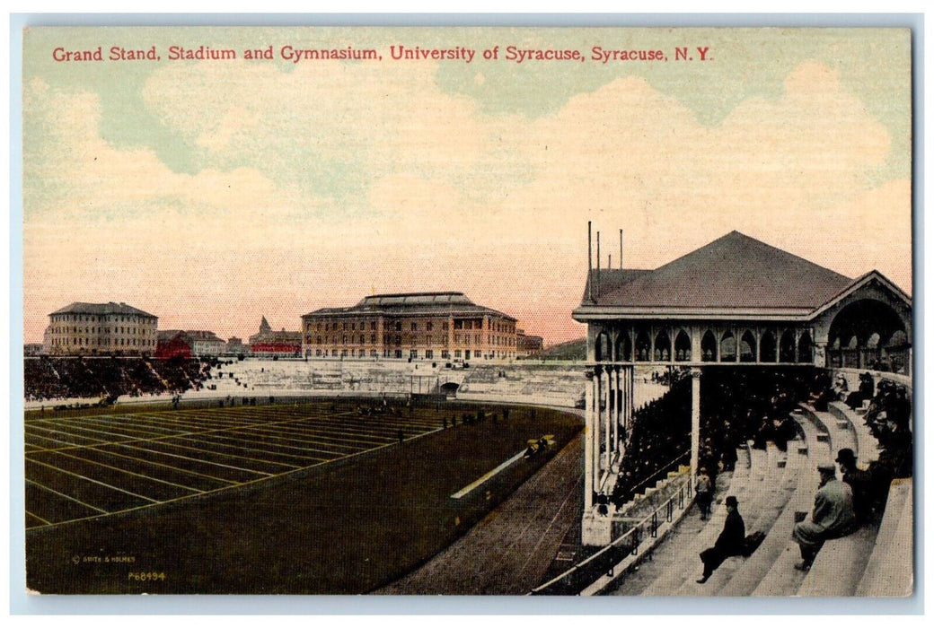 c1910 Grand Stand Stadium and Gymnasium University of Syracuse NY Postcard