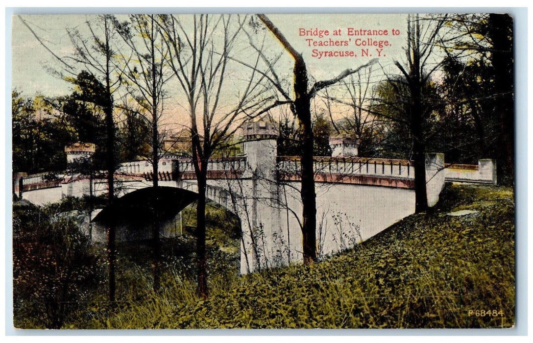 c1910 Bridge at Entrance to Teachers College Syracuse New York NY Postcard