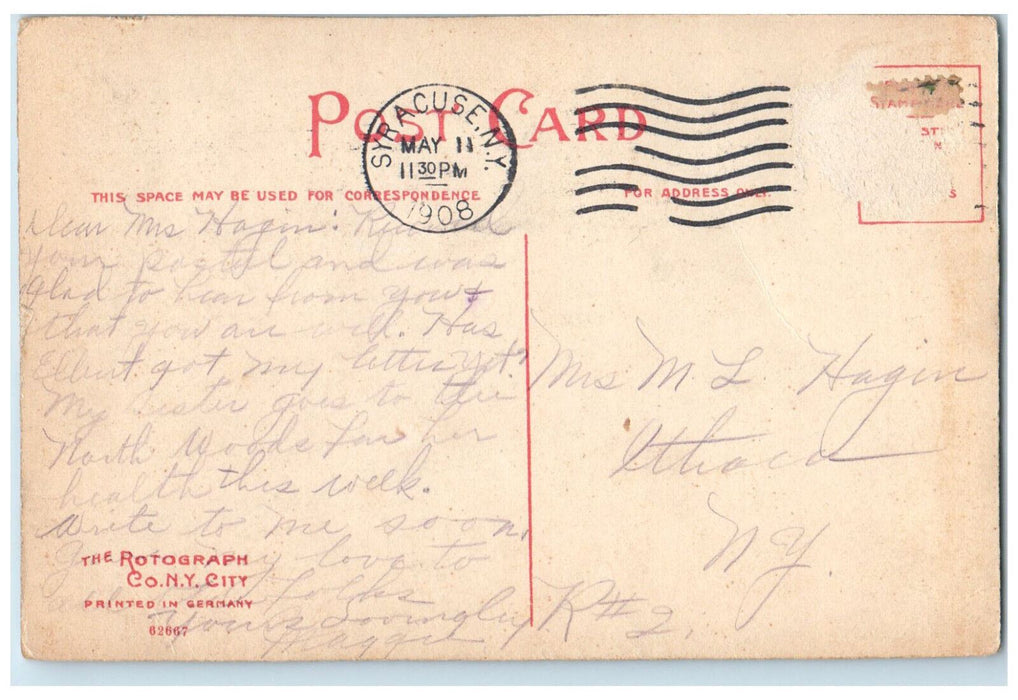 1908 Gymnasium Syracuse University Syracuse New York NY Antique Postcard
