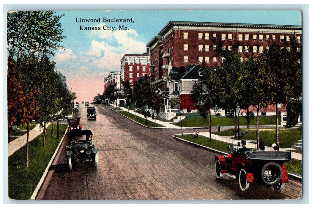 1910 Linwood Boulevard Street Road Kansas City Missouri Vintage Antique Postcard